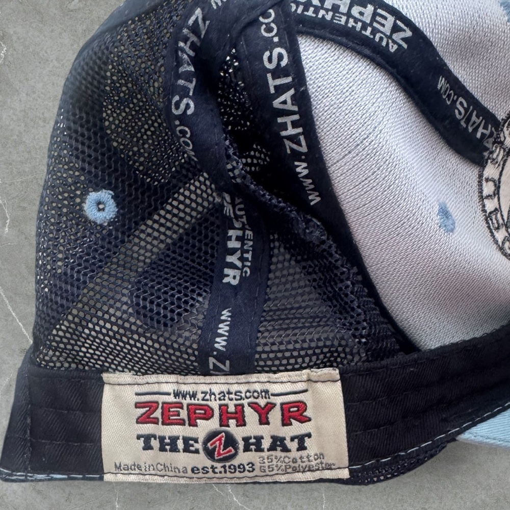 ✅Vintage 90s Zephyr Powder Blue Pittsburgh Penguins Mesh Trucker Hat - Picture 6 of 16